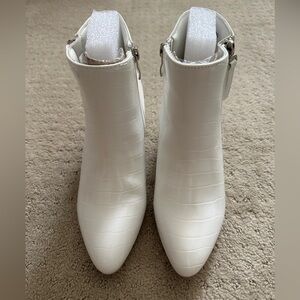 J. Adams Zuma Pointed Toe Zip Ankle Boots White Croc